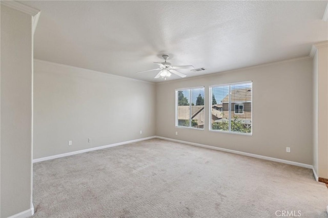 7538 N Erie Ave, Fresno, CA 93722 - carpeted spare room with ceiling fan and crown molding