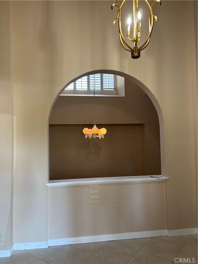 7950 Gardenia, Rancho Cucamonga, CA 91701 - detailed view of a chandelier, arched walkways, and baseboards