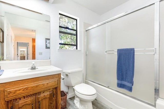 12355 Santa Ana Rd, Atascadero, CA 93422 - bathroom featuring vanity, toilet, and shower / bath combination with glass door