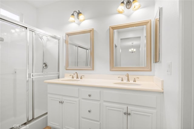 211 Furyk Way, Hemet, CA 92545 - full bathroom with a shower with door and double vanity
