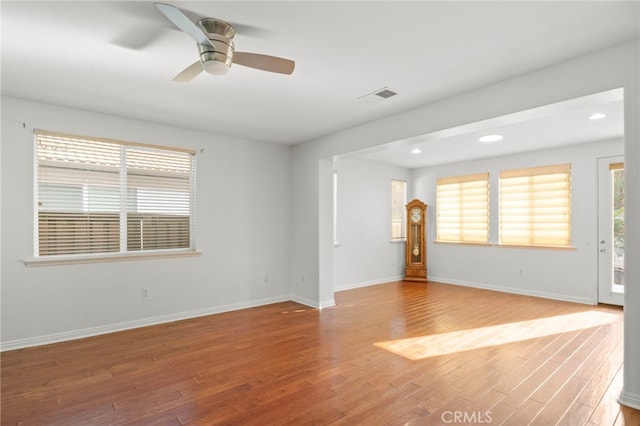 211 Furyk Way, Hemet, CA 92545 - spare room featuring light wood finished floors, ceiling fan, and recessed lighting