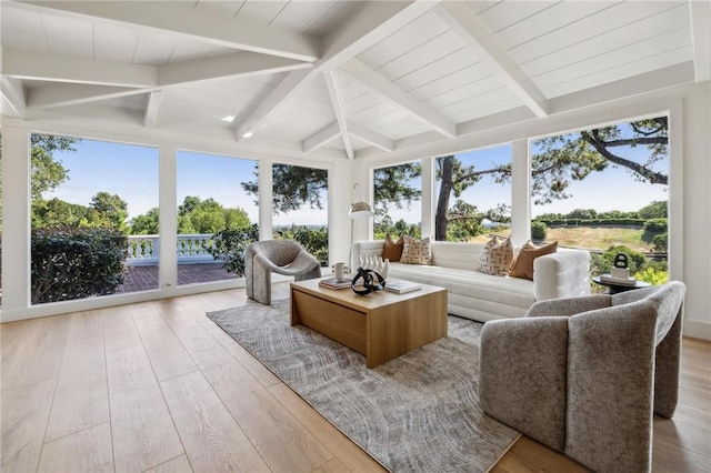 25870 Westwind Way, Los Altos Hills, CA 94022 - sunroom with beamed ceiling and wood finished floors