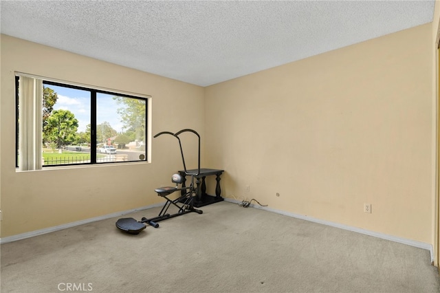 2380 Peppertree Ln, Riverside, CA 92506 - exercise area featuring carpet flooring, a textured ceiling, and baseboards