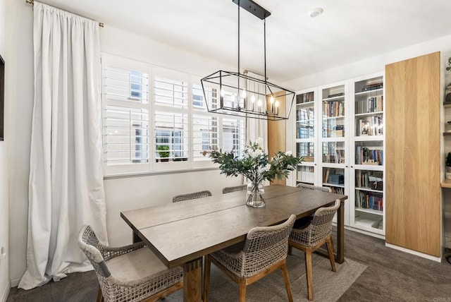 1836 Mesquite, Oceanside, CA 92056 - dining space with dark colored carpet and a chandelier