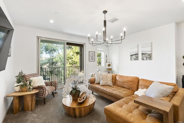 1836 Mesquite, Oceanside, CA 92056 - living room featuring a chandelier and carpet floors
