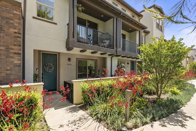 1836 Mesquite, Oceanside, CA 92056 - view of front of house featuring a balcony and stucco siding