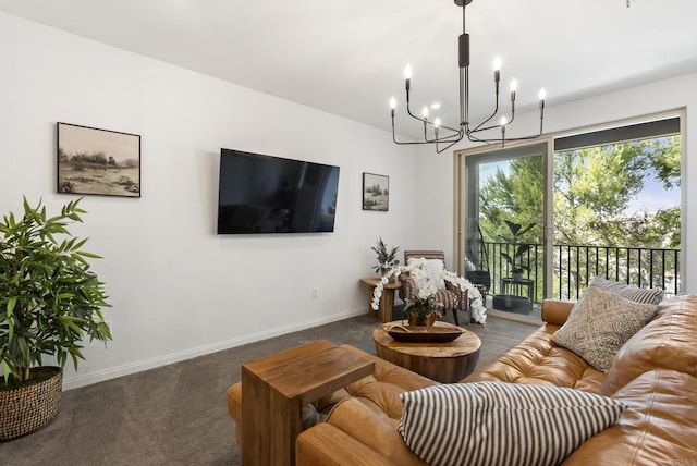 1836 Mesquite, Oceanside, CA 92056 - living room with a chandelier, carpet floors, and baseboards