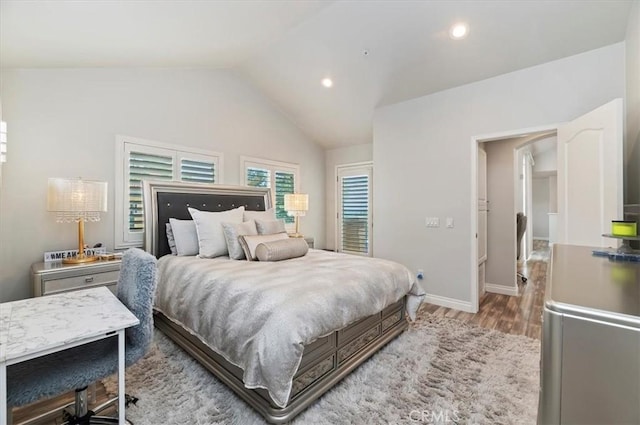 1 Sorrento Ct, Newport Coast, CA 92657 - bedroom featuring wood finished floors, lofted ceiling, baseboards, and recessed lighting