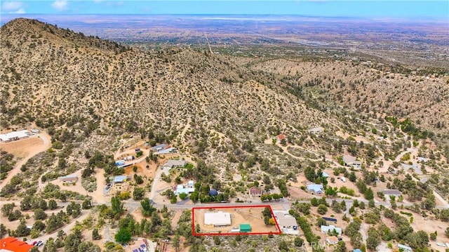 1679 Desert Front Rd, Wrightwood, CA 92397 - view of property location featuring property parcel outlined, a desert landscape, rural landscape, and a mountain backdrop