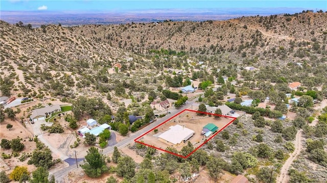 1679 Desert Front Rd, Wrightwood, CA 92397 - aerial view of sparsely populated area with a desert landscape and property parcel outlined