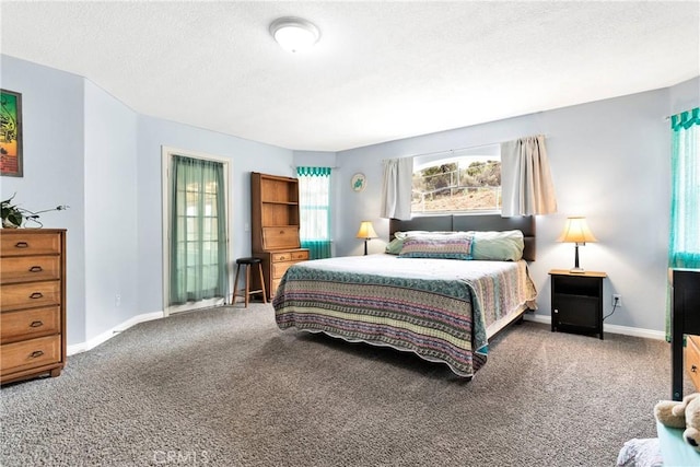 1679 Desert Front Rd, Wrightwood, CA 92397 - bedroom featuring carpet flooring, baseboards, and a textured ceiling