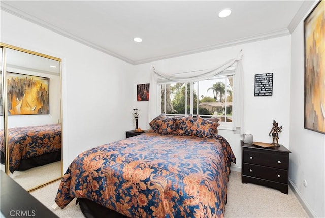 19043 Citronia St, Northridge, CA 91324 - carpeted bedroom with ornamental molding and recessed lighting