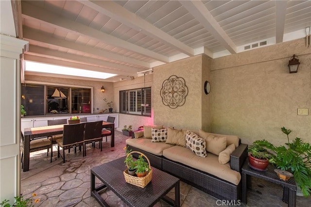 19043 Citronia St, Northridge, CA 91324 - view of patio featuring an outdoor living space and outdoor dining space