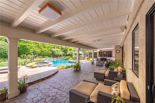 19043 Citronia St, Northridge, CA 91324 - view of patio / terrace with a pool with connected hot tub