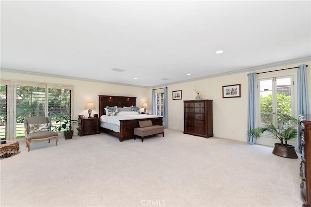 19043 Citronia St, Northridge, CA 91324 - bedroom with carpet, ornamental molding, and multiple windows