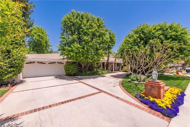 19043 Citronia St, Northridge, CA 91324 - view of property hidden behind natural elements featuring concrete driveway and a garage