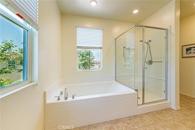 24207 Via Perla, Valencia, CA 91354 - full bath featuring a garden tub, plenty of natural light, a stall shower, and recessed lighting