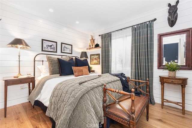 105 Via Waziers, Newport Beach, CA 92663 - bedroom with crown molding, wood finished floors, and wood walls