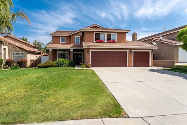 962 Kilmarnock Way, Riverside, CA 92508 - traditional-style home featuring stucco siding, concrete driveway, a tiled roof, and a front yard