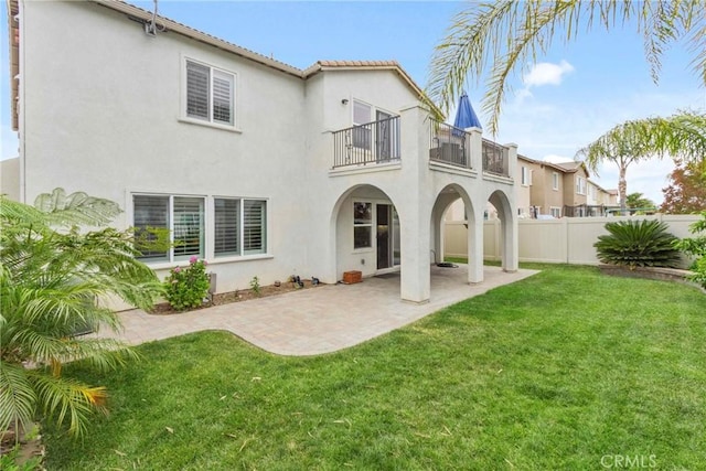45976 Camino Rubi, Temecula, CA 92592 - rear view of property with a balcony, a patio, and stucco siding