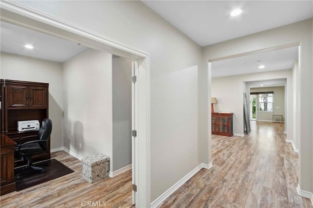 45976 Camino Rubi, Temecula, CA 92592 - office area with light wood-type flooring, baseboards, and recessed lighting