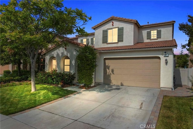 45976 Camino Rubi, Temecula, CA 92592 - mediterranean / spanish-style home with stucco siding, a tile roof, driveway, and an attached garage