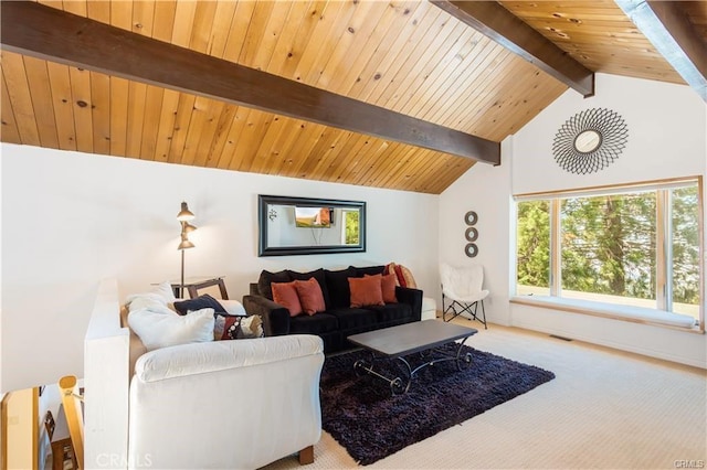 1954 Nob Hill Dr, Running Springs, CA 92382 - carpeted living room with wooden ceiling