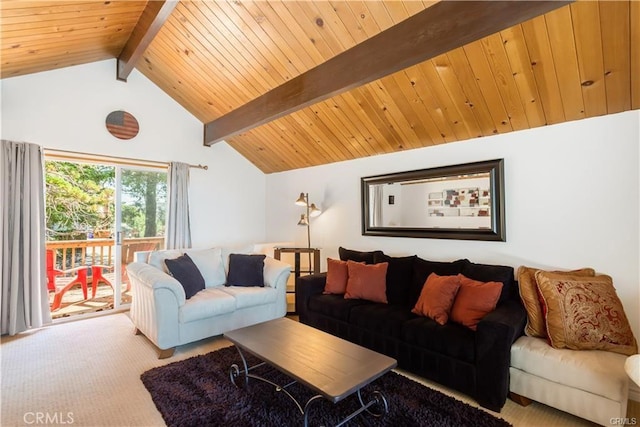 1954 Nob Hill Dr, Running Springs, CA 92382 - carpeted living area with wooden ceiling