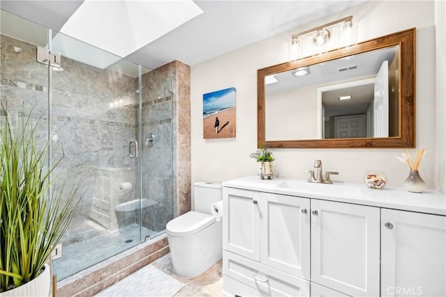 18743 Club Ln, Huntington Beach, CA 92648 - full bathroom featuring toilet, vanity, and a shower stall