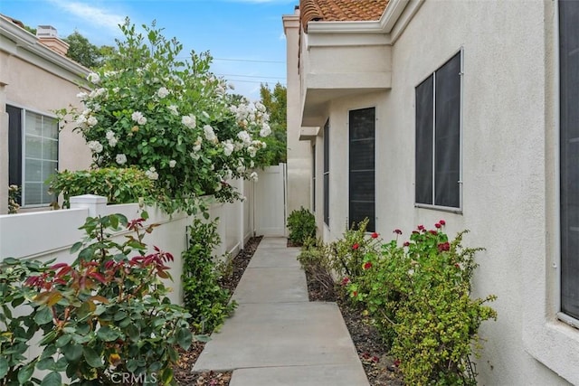28265 Valombrosa Dr, Menifee, CA 92584 - property entrance with stucco siding