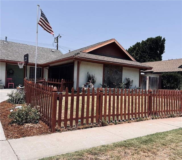 805 Vinemead Dr, Whittier, CA 90601 - ranch-style house featuring stucco siding, a fenced front yard, and a shingled roof