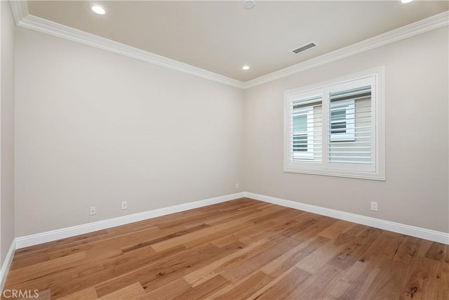 18762 Pimlico, Yorba Linda, CA 92886 - unfurnished room with baseboards, light wood-style flooring, crown molding, and recessed lighting