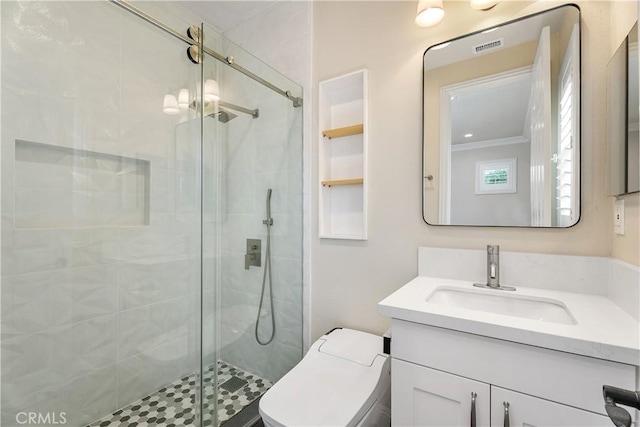 18762 Pimlico, Yorba Linda, CA 92886 - bathroom featuring a shower stall, vanity, and toilet