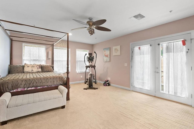 5441 Pennsylvania Ln, La Mesa, CA 91942 - bedroom with access to exterior, baseboards, carpet floors, and ceiling fan