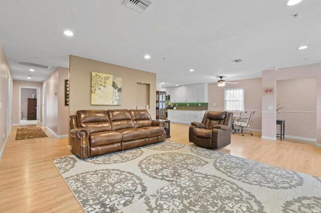 5441 Pennsylvania Ln, La Mesa, CA 91942 - living area featuring light wood-style flooring, a ceiling fan, baseboards, and recessed lighting