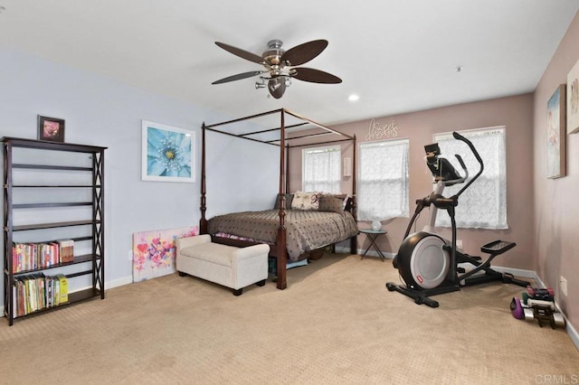 5441 Pennsylvania Ln, La Mesa, CA 91942 - carpeted bedroom with multiple windows, baseboards, a ceiling fan, and recessed lighting