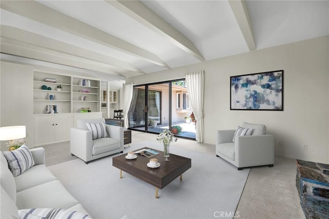 2208 Thorley Pl, Palos Verdes Estates, CA 90274 - living room featuring beam ceiling and light carpet