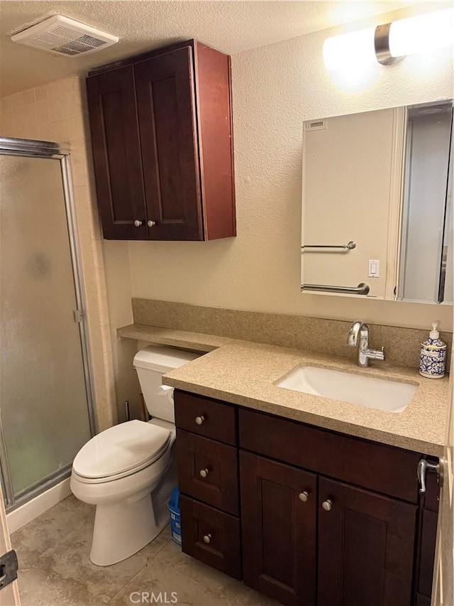 1808 Via Entrada, Rowland Heights, CA 91748 - full bathroom featuring vanity, a shower stall, toilet, and a textured ceiling