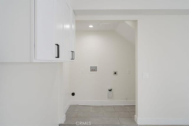 4850 Buchanan, Los Angeles, CA 90042 - washroom featuring electric dryer hookup, washer hookup, baseboards, light tile patterned flooring, and recessed lighting