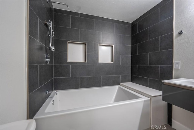 5187 Cedar St, Jurupa Valley, CA 92509 - bathroom featuring shower / tub combination and a textured wall