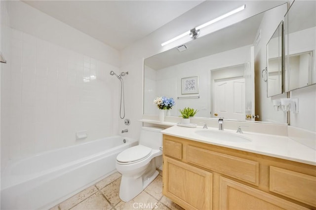 13445 Savanna, Tustin, CA 92782 - bathroom with toilet, vanity, bathtub / shower combination, and tile patterned floors