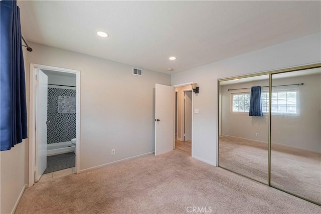 4408 Walnut Ave, Simi Valley, CA 93063 - unfurnished bedroom with carpet flooring, a closet, ensuite bathroom, baseboards, and recessed lighting