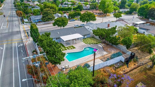 4408 Walnut Ave, Simi Valley, CA 93063 - aerial perspective of suburban area featuring a pool