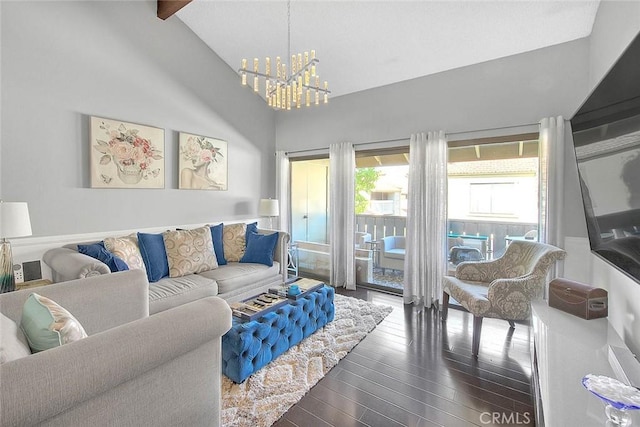 44 Carriage Way Unit 108, Pomona, CA 91766 - living area featuring a chandelier and dark wood-type flooring
