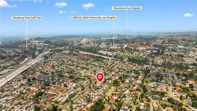 2917 W Hellman Ave, Alhambra, CA 91803 - aerial view of property and surrounding area with nearby suburban area