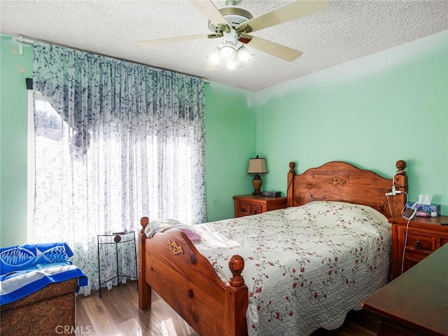 3038 Blakeman Ave, Rowland Heights, CA 91748 - bedroom with a textured ceiling, wood finished floors, and ceiling fan