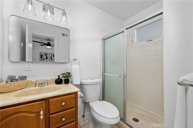 1086 Amacayo Ct, San Diego, CA 92154 - full bath with vanity, a stall shower, toilet, and ceiling fan