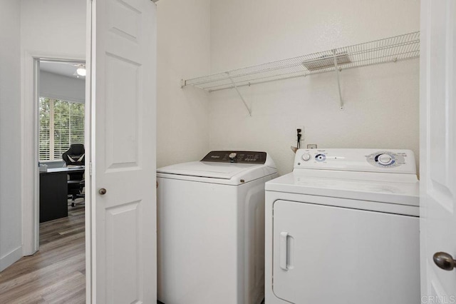 5529 Old Ranch Rd Unit 47, Oceanside, CA 92057 - laundry area with washing machine and dryer, light wood-style flooring, and an office area
