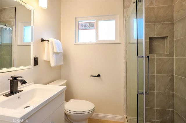 18479 Aguiro St, Rowland Heights, CA 91748 - bathroom with plenty of natural light, vanity, a shower stall, and toilet