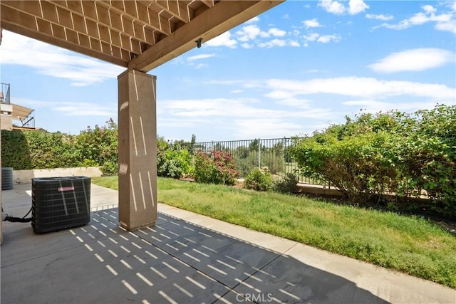 4349 Bethpage Dr, Palmdale, CA 93551 - fenced backyard with central AC unit and a patio area